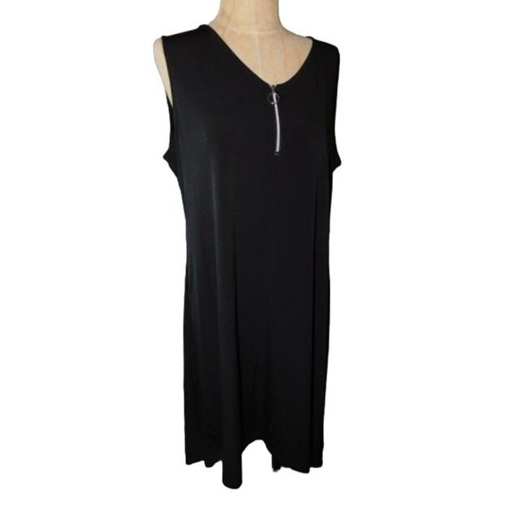 Chico's Dresses & Skirts - Chico's Size L Large (2) Black Cassia Zip Front Dress NWT $69
